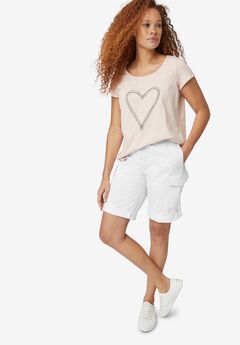 Ellos Womens Plus Size Bermuda Denim Shorts